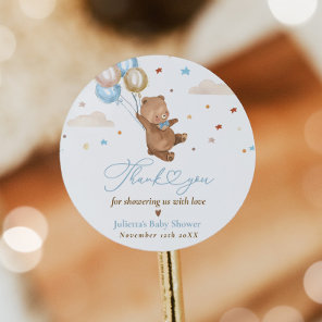 Teddy Bear We Can Bearly Wait Baby Shower Favor Classic Round Sticker