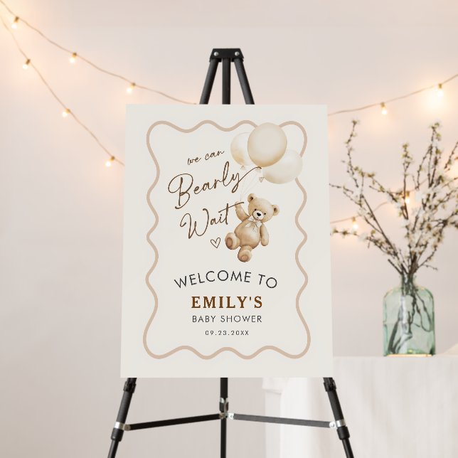 Teddy Bear We Can Bearly Wait Baby Shower Foam Board (In Situ (Stand))
