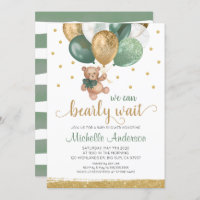 Teddy Bear We Can Bearly Wait Baby Shower Invitation