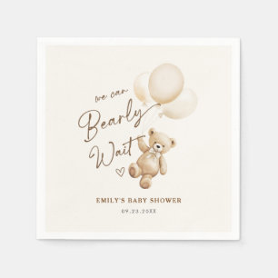Teddy Bear We Can Bearly Wait Baby Shower Napkins