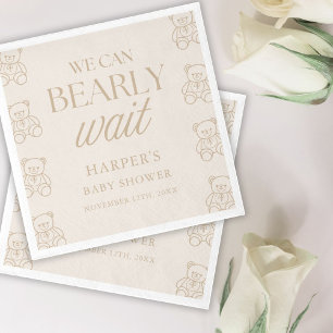 Teddy Bear We Can Bearly Wait Baby Shower Napkins