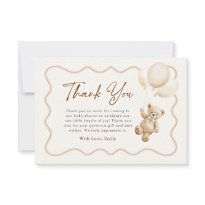 Teddy Bear We Can Bearly Wait Baby Shower Thank You Card