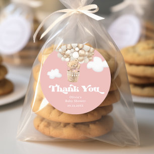 Teddy Bear We Can Bearly Wait Girl Baby Shower Classic Round Sticker