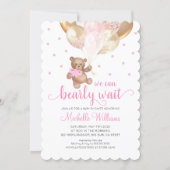 Teddy Bear We Can Bearly Wait Girl Baby Shower Invitation (Front)
