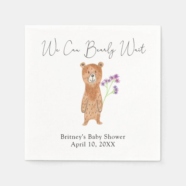 Teddy bear - we can bearly wait napkins (Front)