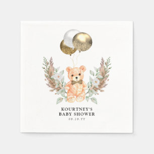 Teddy Bear we can bearly wait Neutral Baby Shower Napkins