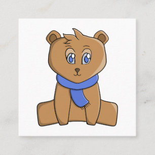 Teddy bear wearing a blue scarf square business card