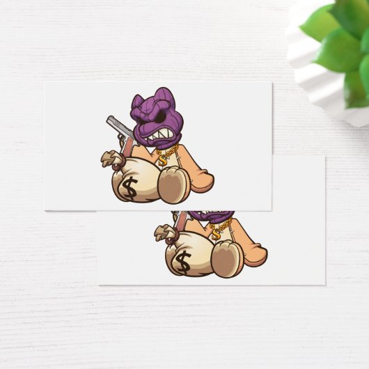 teddy bear wearing a ski mask and holding a gun (Desk)