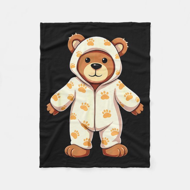 Teddy Bear Wearing Pajamas  Fleece Blanket (Front)