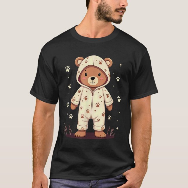 Teddy Bear Wearing Pajamas  T-Shirt (Front)