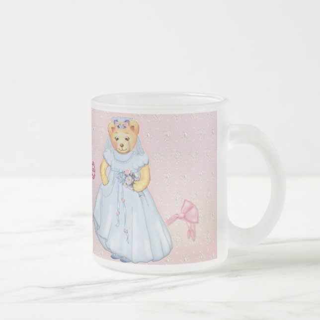 Teddy Bear Wedding - Customize Frosted Glass Coffee Mug (Right)