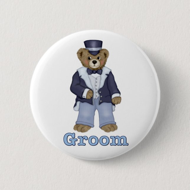 Teddy Bear Wedding - Customize Pinback Button (Front)
