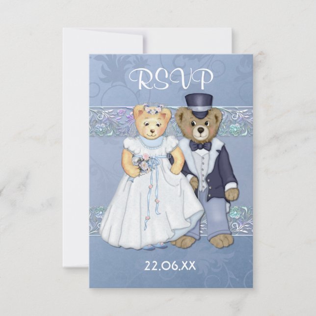 Teddy Bear Wedding RSVP-ver 2 RSVP Card (Front)