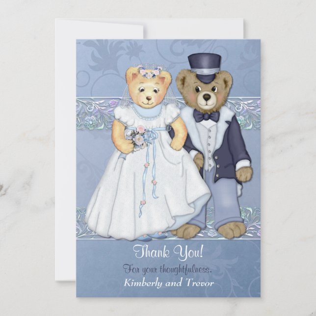 Teddy Bear Wedding Thank You - Customize Card (Front)