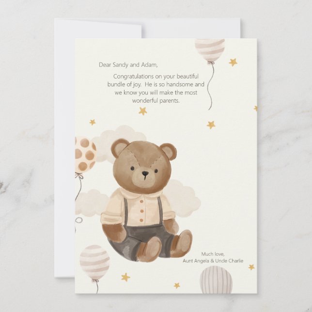 Teddy Bear Welcome Baby Card (Front)