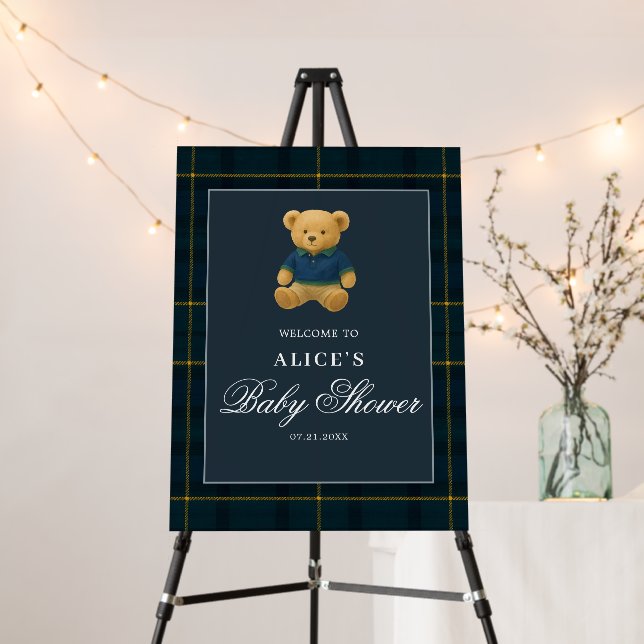 Teddy Bear Welcome Sign Baby Shower (In Situ (Stand))