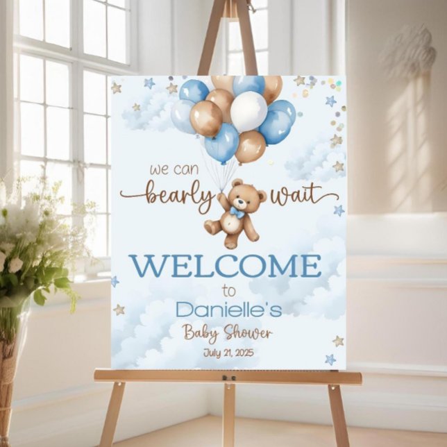 Teddy Bear Welcome Sign Template, Editable Boho  (Creator Uploaded)