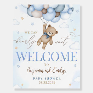 Teddy Bear Welcome Sign We Can Bearly Wait Boy Bab