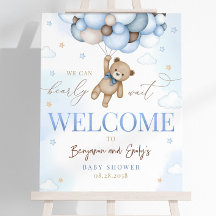 Teddy Bear Welcome Sign We Can Bearly Wait Boy Bab