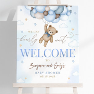 Teddy Bear Welcome Sign We Can Bearly Wait Boy Bab