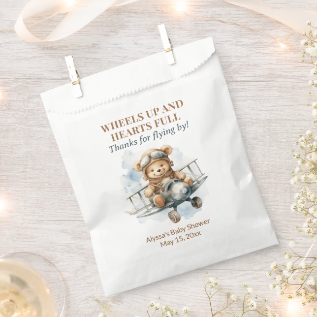 Teddy Bear Wheels Up Hearts Full Favor Bag (Clipped)