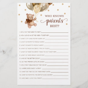 Teddy Bear Who Knows Parents Best Baby Shower