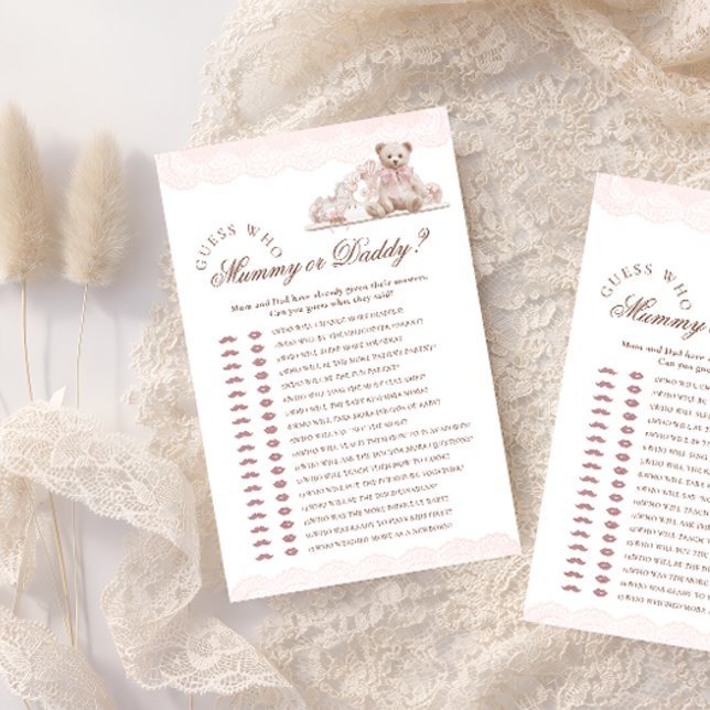 Teddy Bear Who Mommy or Daddy Baby Shower Game (Creator Uploaded)