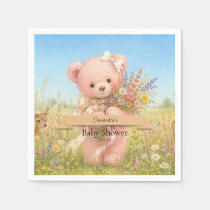 Teddy Bear Wildflowers Baby Shower Napkins