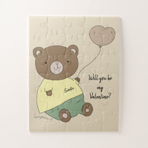 Teddy Bear Will You Be My Valentine Jigsaw Puzzle