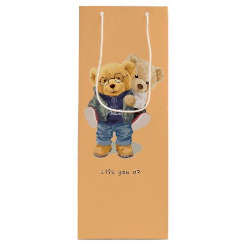 Teddy bear  wine gift bag