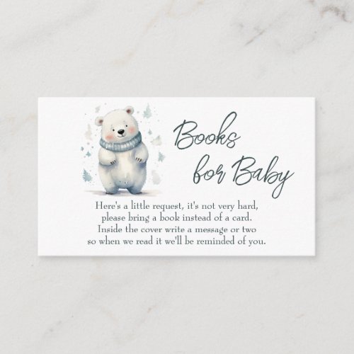 Teddy Bear Winter Baby Shower Books Request Enclosure Card