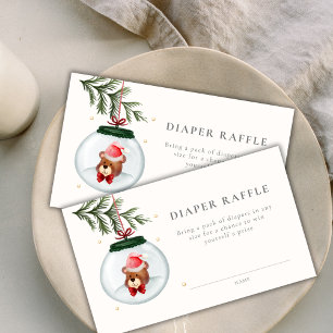 Teddy Bear Winter Baby Shower Diaper Raffle Enclosure Card