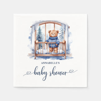 Teddy Bear Winter Boy Baby Shower  Napkins