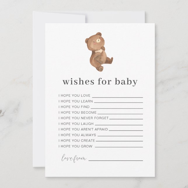 Teddy Bear Wishes for Baby Card (Front)