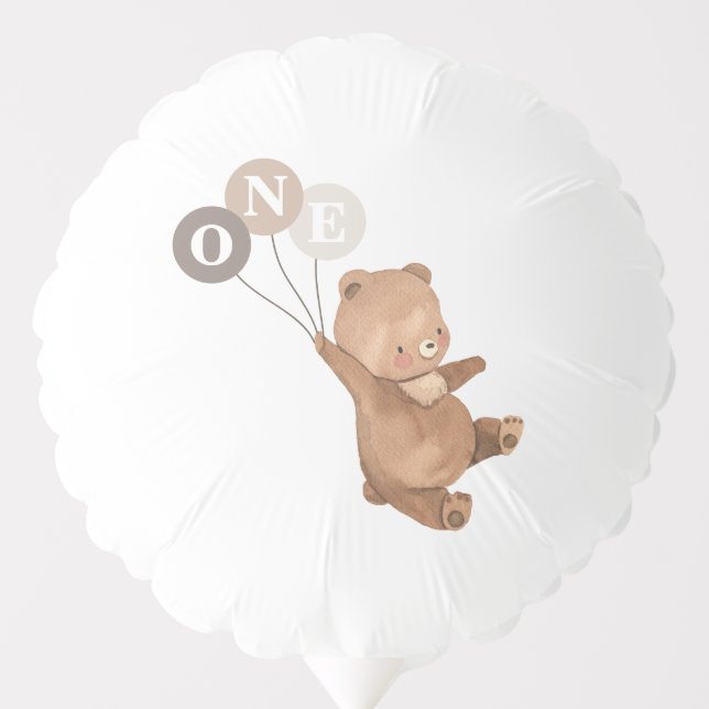 Teddy Bear with 3 Brown Balloons (Front)