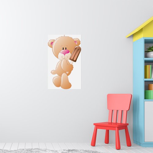 Teddy Bear With An Ice Block Poster