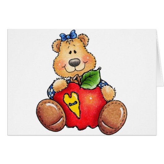 Teddy Bear with Apple Cards (Front Horizontal)