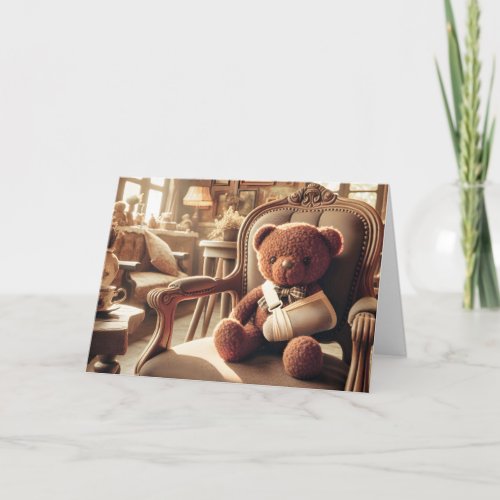 Teddy Bear With Arm In a Sling Card