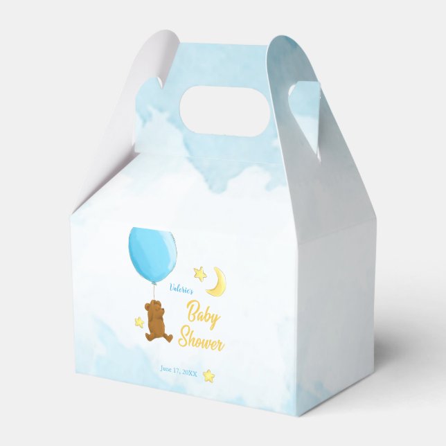 Teddy bear with balloon baby shower favor boxes (Front Side)
