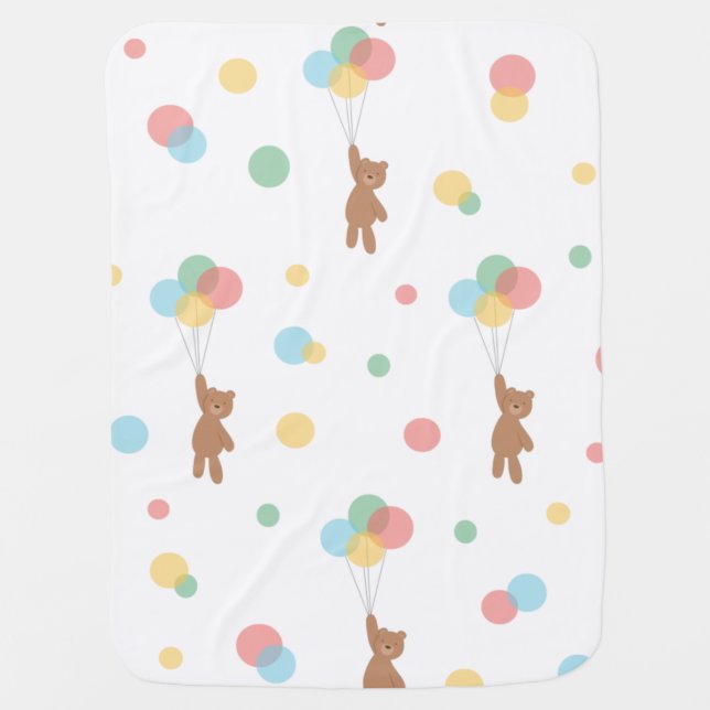 Teddy Bear with Balloons  Baby Blanket (Front)