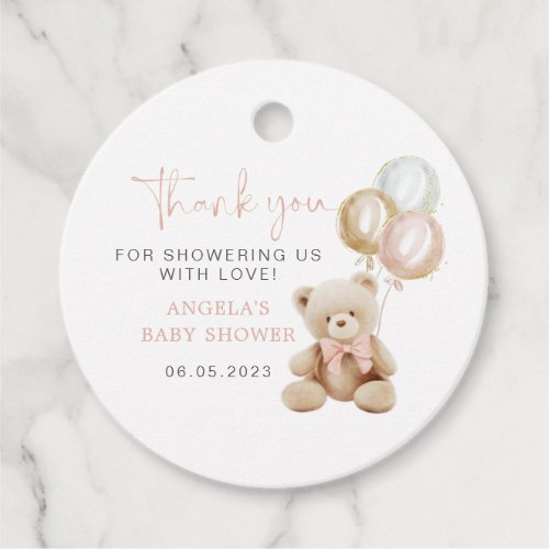 Teddy Bear With Balloons Baby Shower Favor Tags