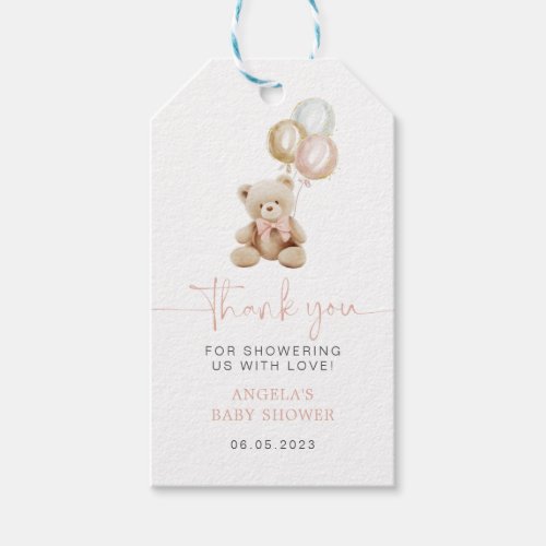 Teddy Bear With Balloons Baby Shower Favor Tags