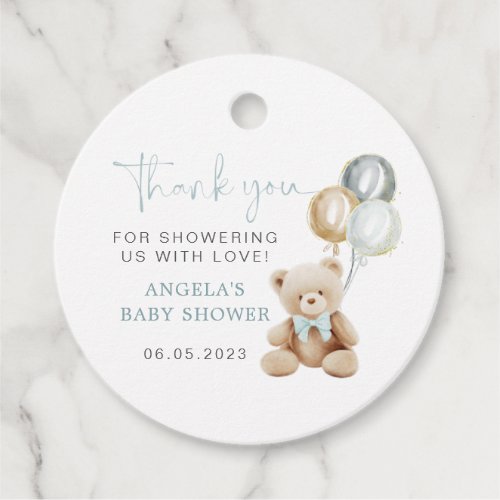 Teddy Bear With Balloons Baby Shower Favor Tags