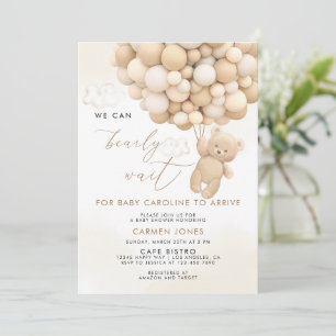 Teddy Bear with Balloons Baby Shower Invitation