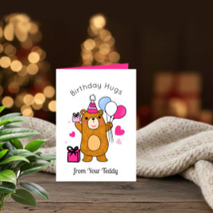 Teddy Bear with Balloons Birthday Card