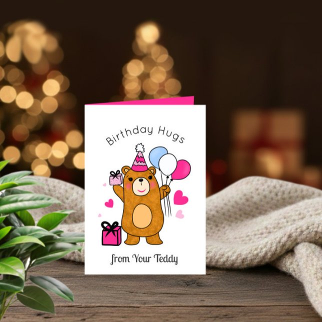 Teddy Bear with Balloons Birthday Card (Creator Uploaded)