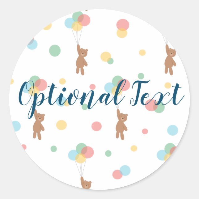 Teddy Bear with Balloons Classic Round Sticker (Front)