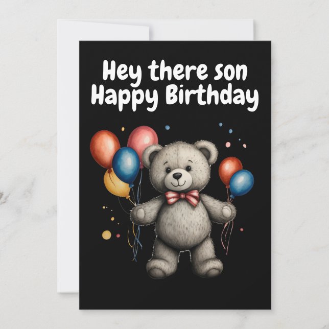 Teddy bear with balloons  invitation (Front)