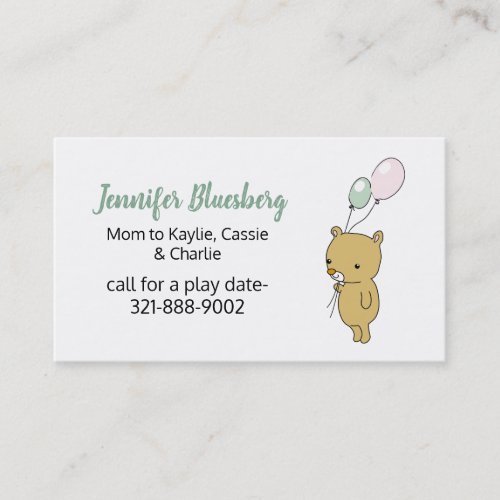 Teddy Bear with Balloons Mommy Card