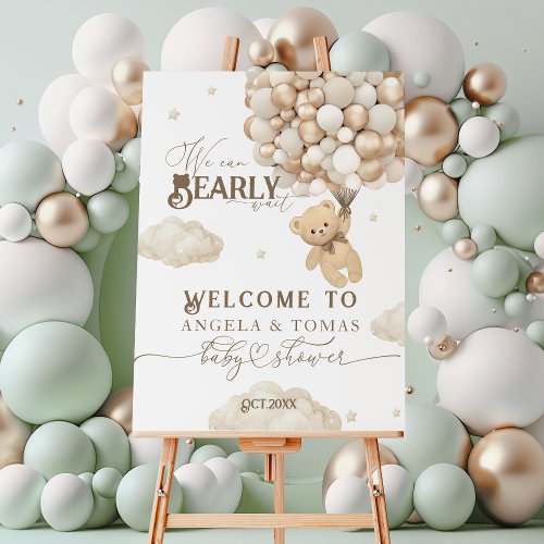 Teddy Bear with Balloons Neutral Baby Shower  Foam Board